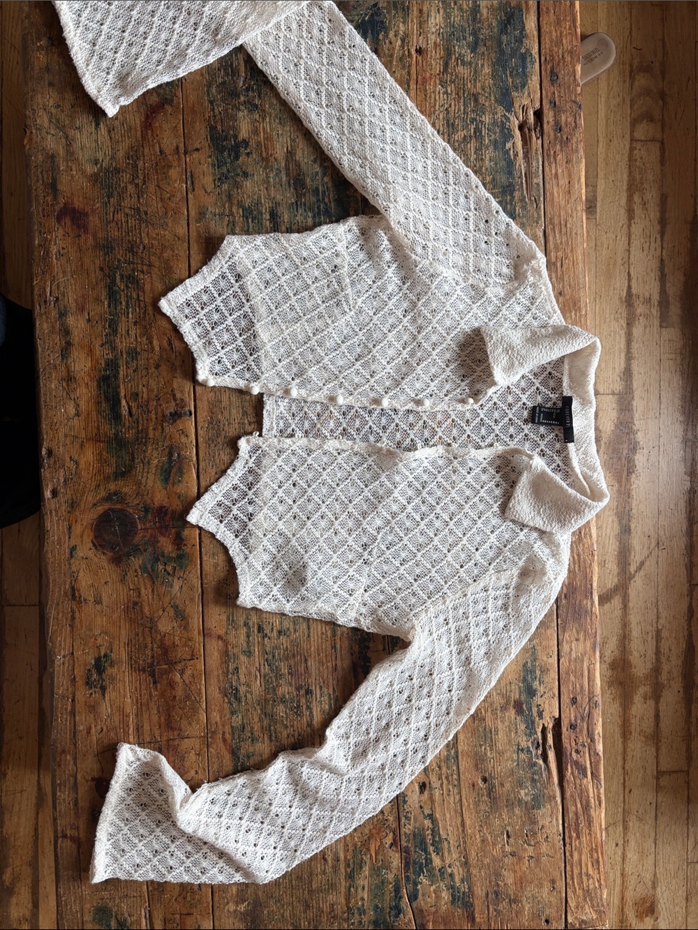 Forever 21 White Lace Openwork Cardigan